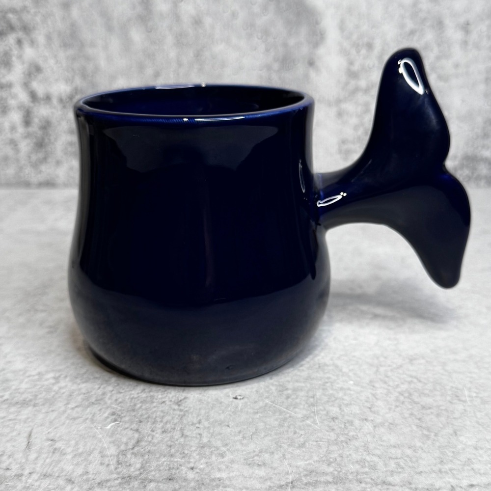 Dennis East International DEI Navy Blue Whale Tail Handle Ceramic Coffee Mug - Picture 2 of 8